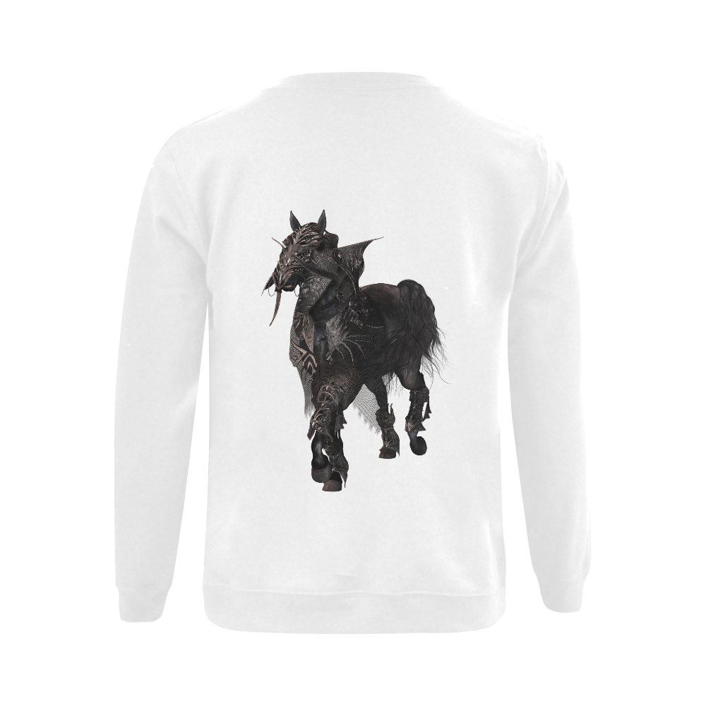 A dark horse in a knight armor Gildan Crewneck Sweatshirt(NEW) (Model H01)