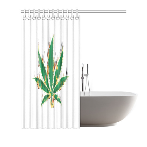 Flaming Marijuana Leaf Shower Curtain 72"x72"