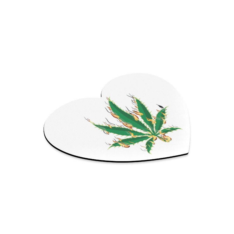Flaming Marijuana Leaf Heart-shaped Mousepad