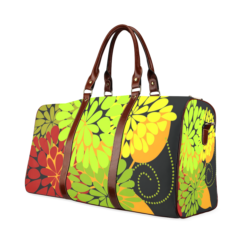 Autumn Harvest Cool Modern Floral Abstract Art Waterproof Travel Bag/Large (Model 1639)