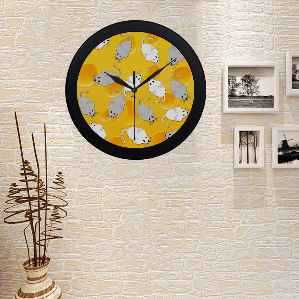 mice on cheese Circular Plastic Wall clock