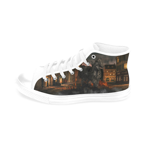 A dark horse in a knight armor Men’s Classic High Top Canvas Shoes /Large Size (Model 017)