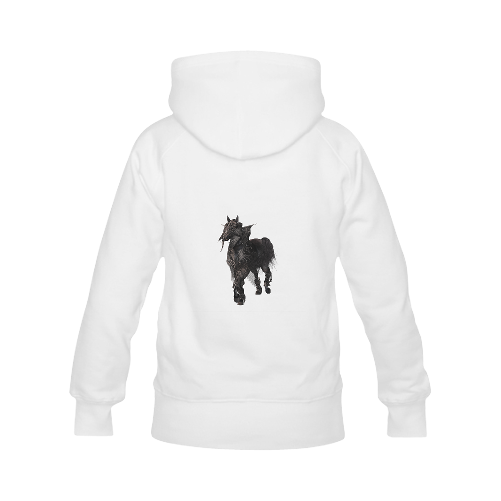 A dark horse in a knight armor Women's Classic Hoodies (Model H07)