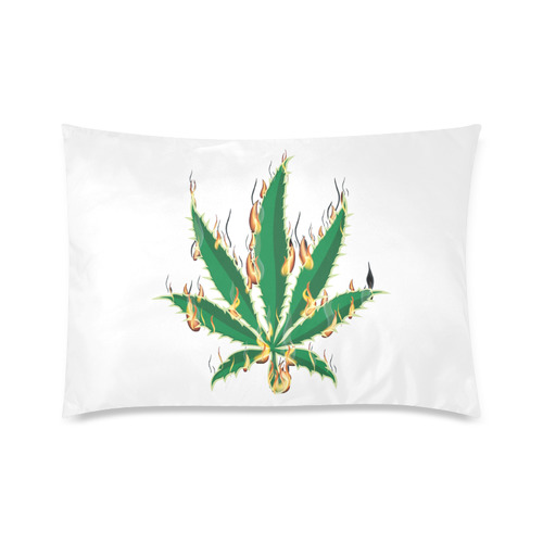 Flaming Marijuana Leaf Custom Zippered Pillow Case 20"x30"(Twin Sides)