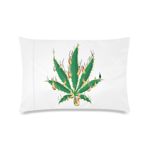 Flaming Marijuana Leaf Custom Zippered Pillow Case 16"x24"(Twin Sides)