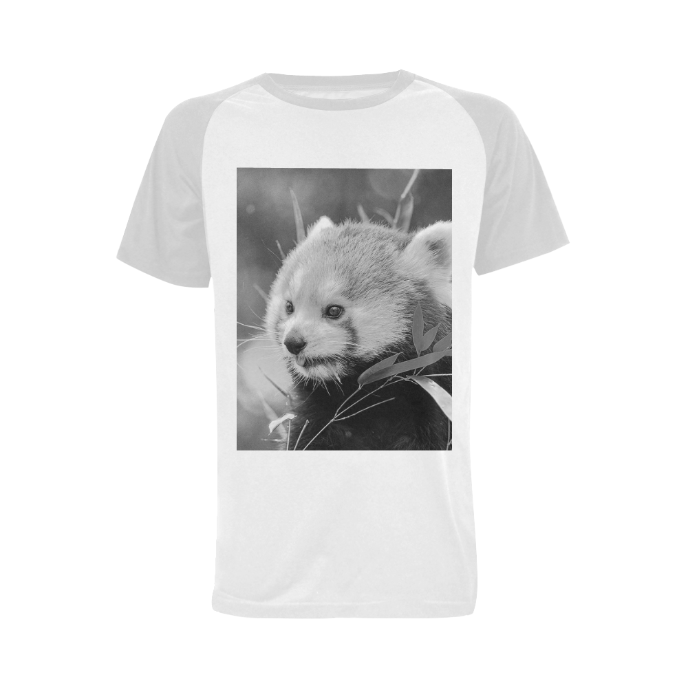 red panda b&w Men's Raglan T-shirt Big Size (USA Size) (Model T11)