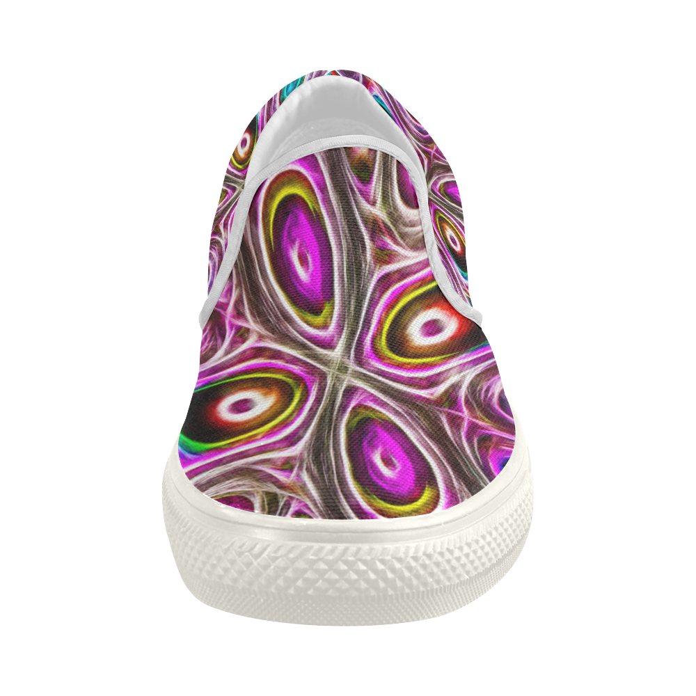 Peacock Strut I - Jera Nour Women's Slip-on Canvas Shoes (Model 019)