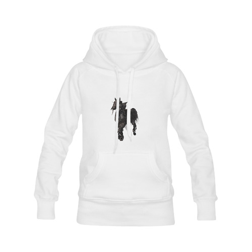 A dark horse in a knight armor Women's Classic Hoodies (Model H07)