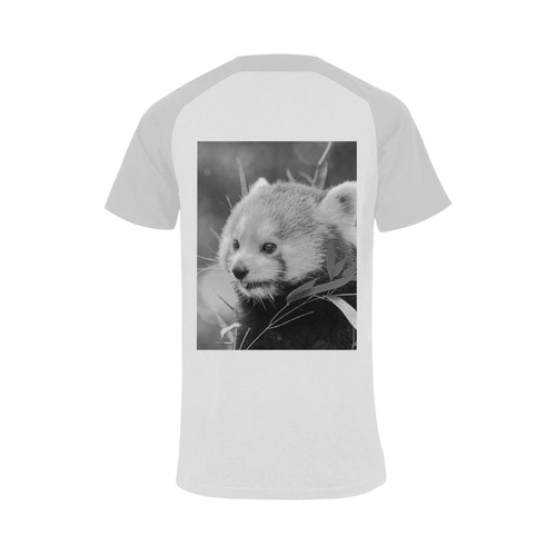 red panda b&w Men's Raglan T-shirt Big Size (USA Size) (Model T11)