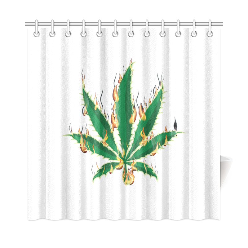 Flaming Marijuana Leaf Shower Curtain 72"x72"