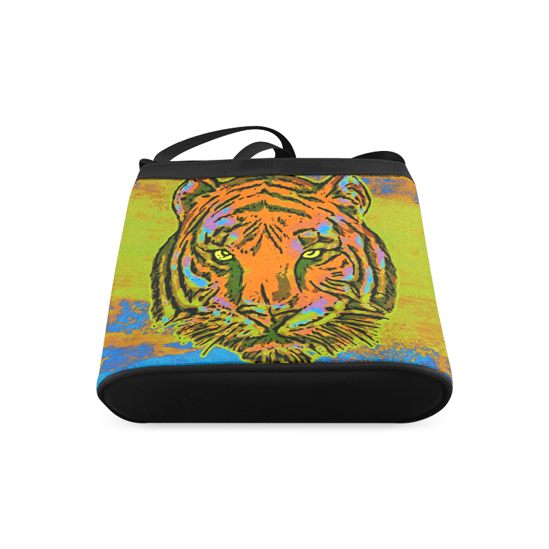 Pop Art TIGER HEAD orange green blue Crossbody Bags (Model 1613)