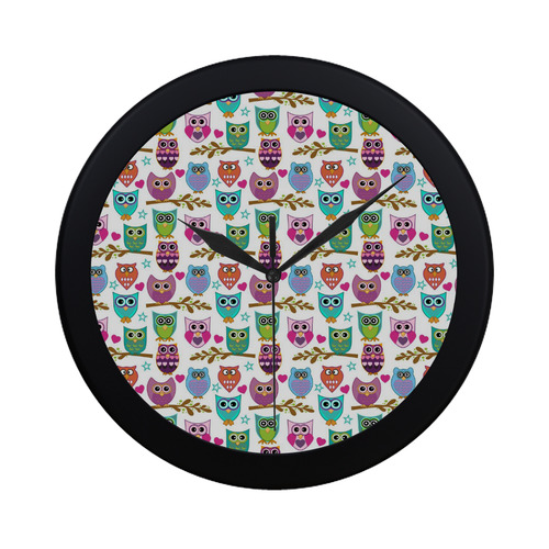 happy owls Circular Plastic Wall clock