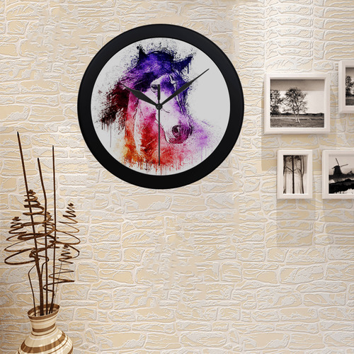 watercolor horse Circular Plastic Wall clock