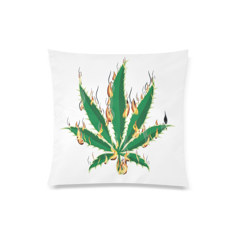 Flaming Marijuana Leaf Custom Zippered Pillow Case 20"x20"(Twin Sides)