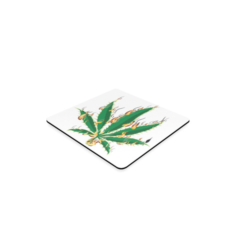 Flaming Marijuana Leaf Square Coaster
