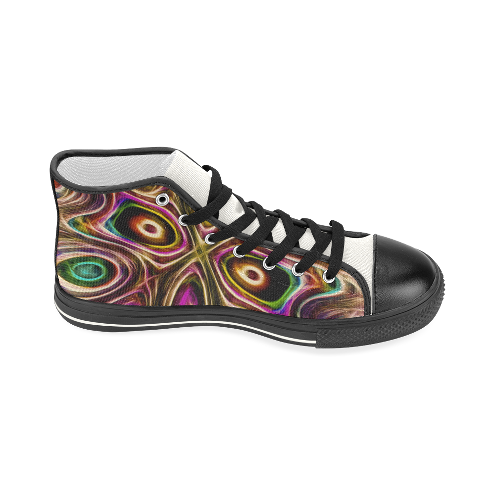 Peacock Strut II - Jera Nour Women's Classic High Top Canvas Shoes (Model 017)