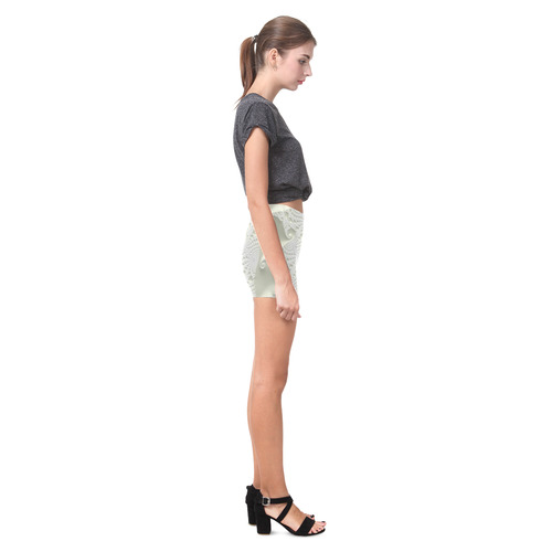 Beautiful White Lace Fine Fractal Art Briseis Skinny Shorts (Model L04)