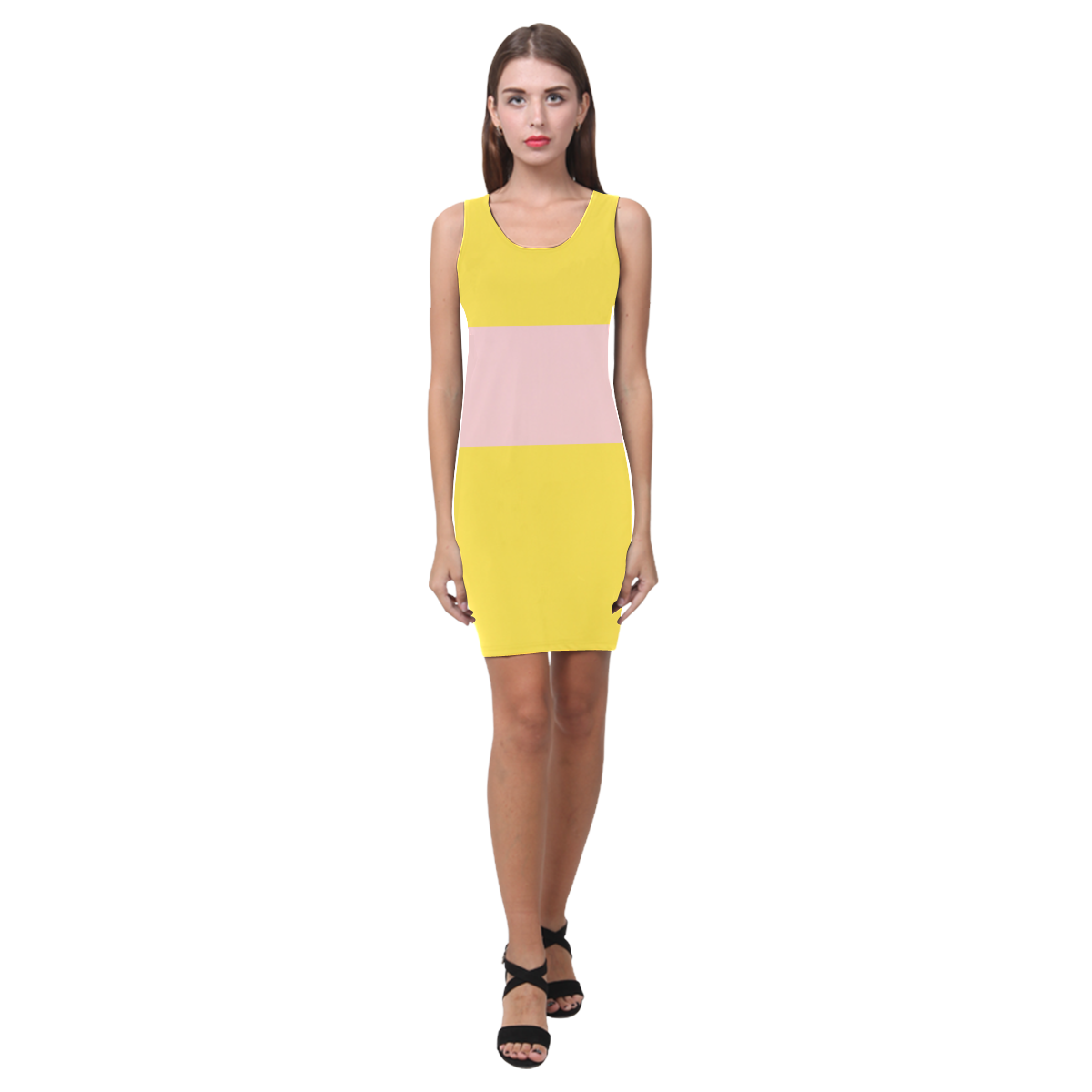 Rose Block on Yellow Medea Vest Dress (Model D06)