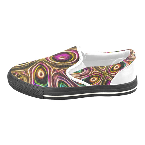 Peacock Strut II - Jera Nour Women's Unusual Slip-on Canvas Shoes (Model 019)