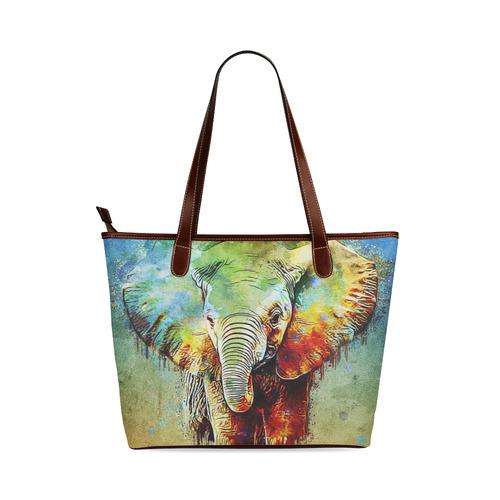 watercolor elephant Shoulder Tote Bag (Model 1646)