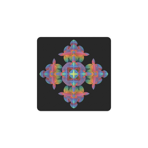 Stylistic Fractal Cross Design Square Coaster