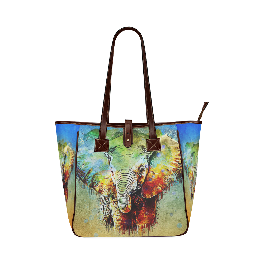 watercolor elephant Classic Tote Bag (Model 1644)