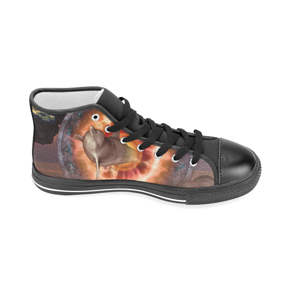 Dolphin jumping by a gate Men’s Classic High Top Canvas Shoes (Model 017)