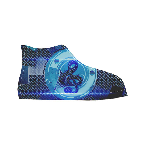 Music, clef in blue mechanical design Men’s Classic High Top Canvas Shoes (Model 017)