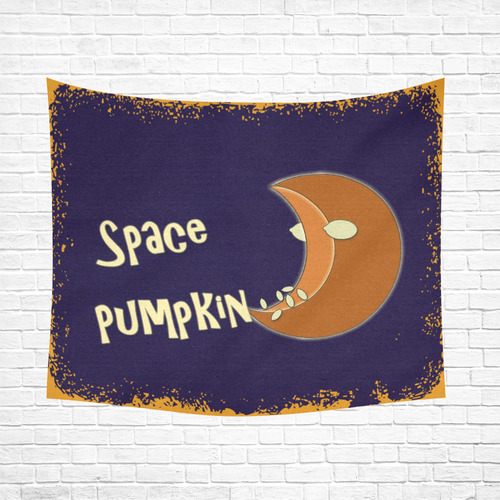 space pumpkin Cotton Linen Wall Tapestry 60"x 51"