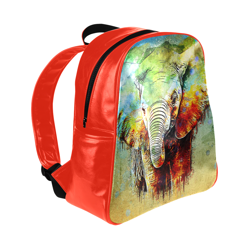 watercolor elephant Multi-Pockets Backpack (Model 1636)
