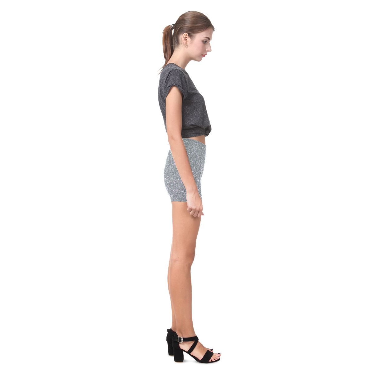 Sparkly Elegant Silver Briseis Skinny Shorts (Model L04)