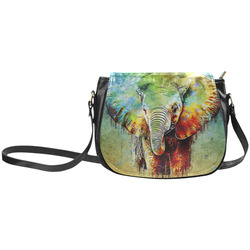 watercolor elephant Classic Saddle Bag/Large (Model 1648)