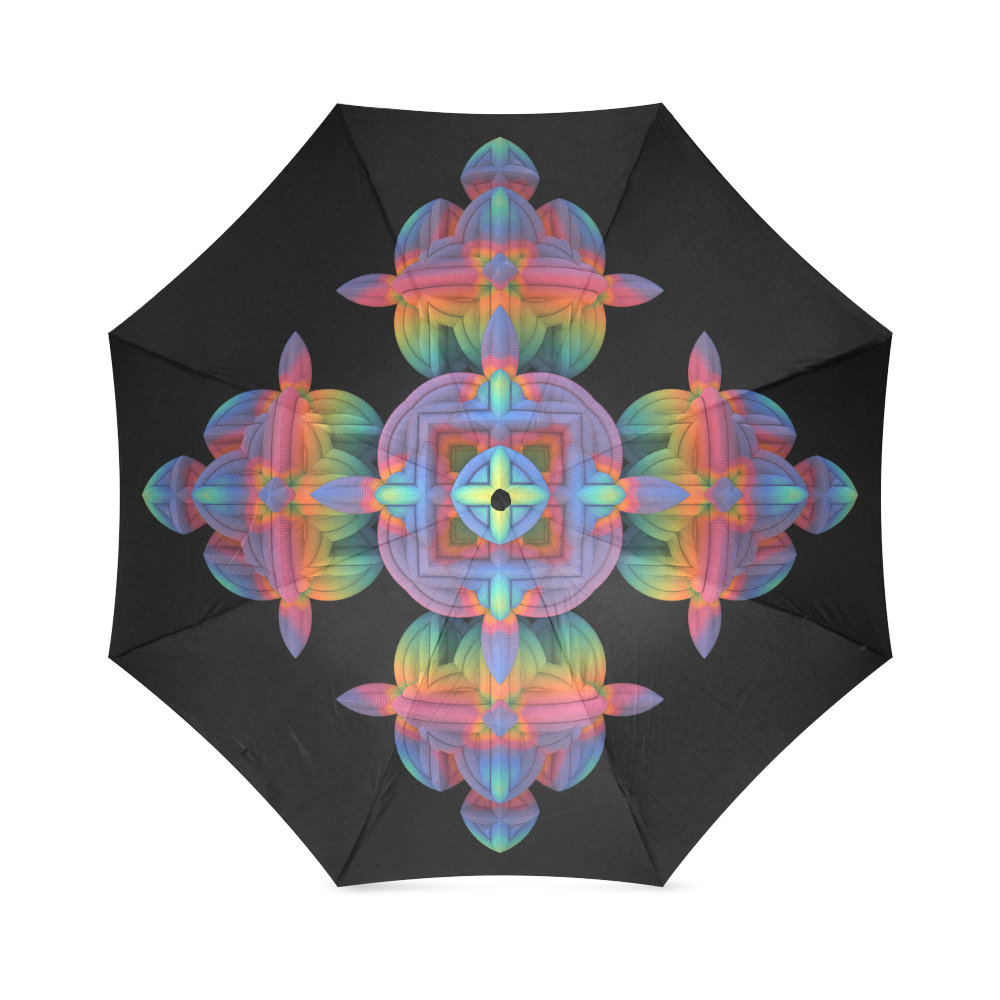 Stylistic Fractal Cross Design Foldable Umbrella (Model U01) | ID: D799470