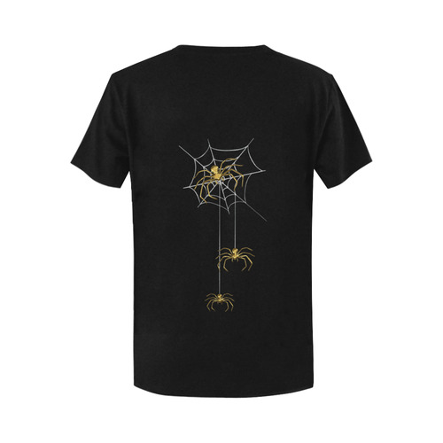 Spiders in the Cobweb Contour Gold Silver Women's T-Shirt in USA Size (Two Sides Printing)