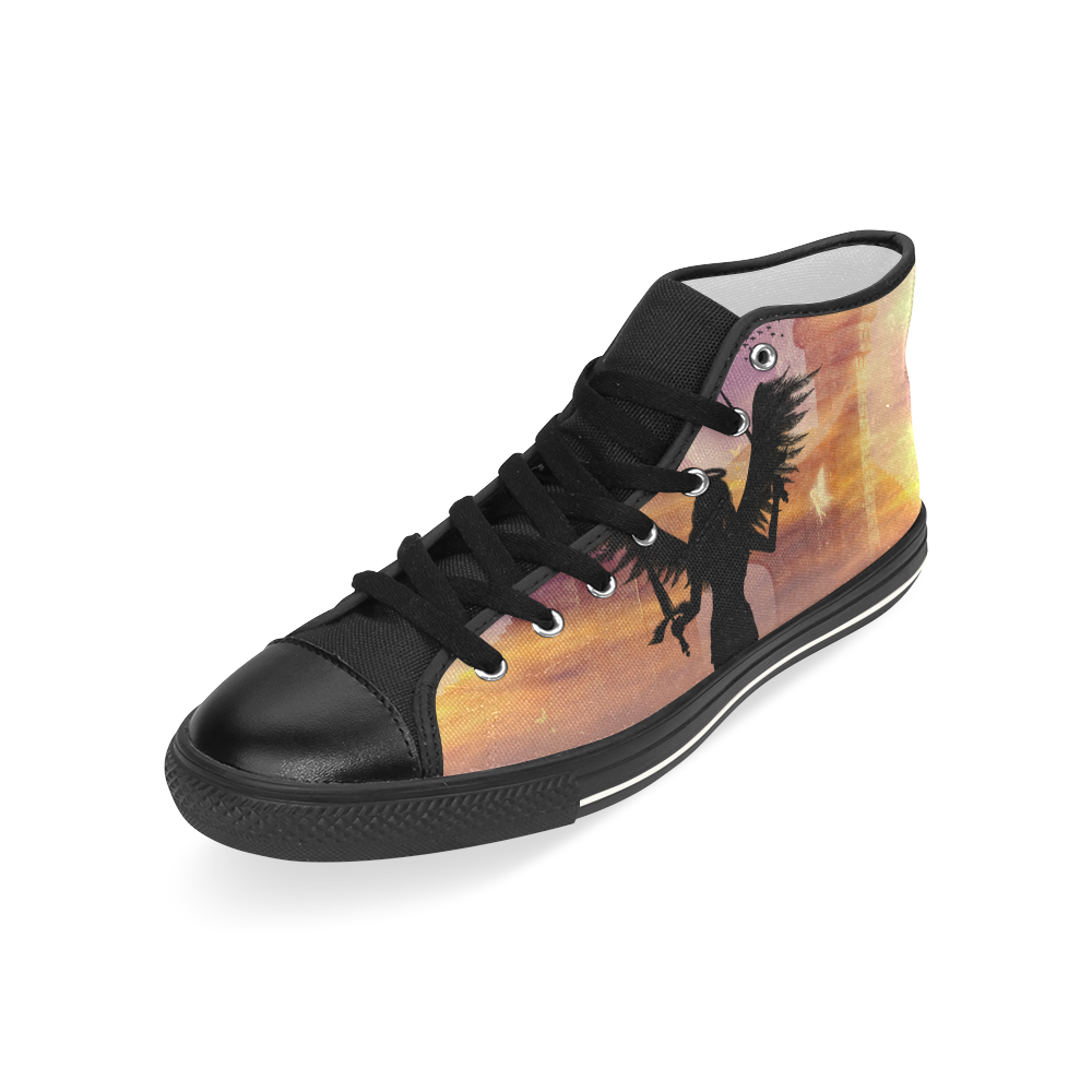 Angel on a jetty in the sunset Men’s Classic High Top Canvas Shoes (Model 017)