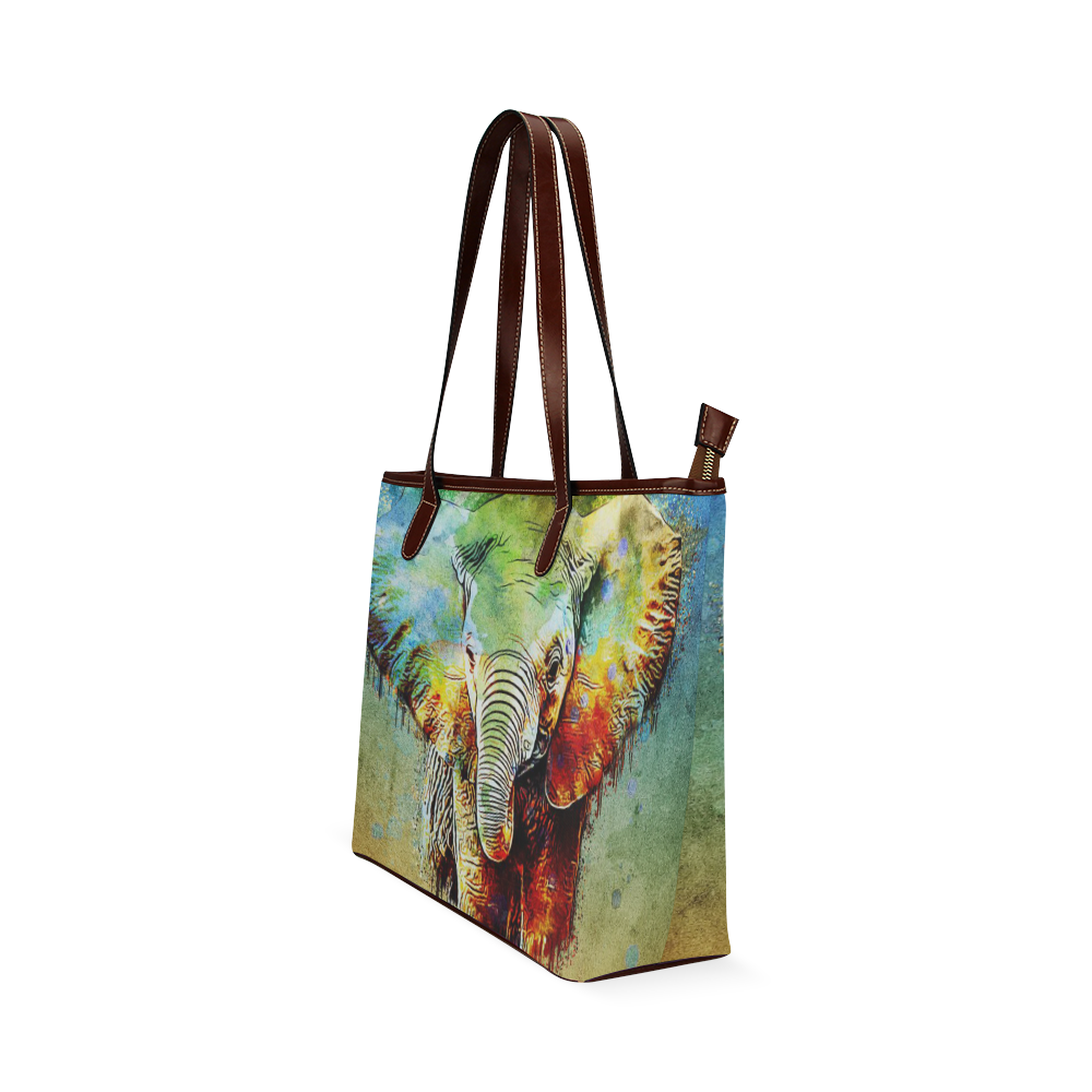 watercolor elephant Shoulder Tote Bag (Model 1646)