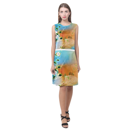 Wonderful glowing flowers Eos Women's Sleeveless Dress (Model D01)