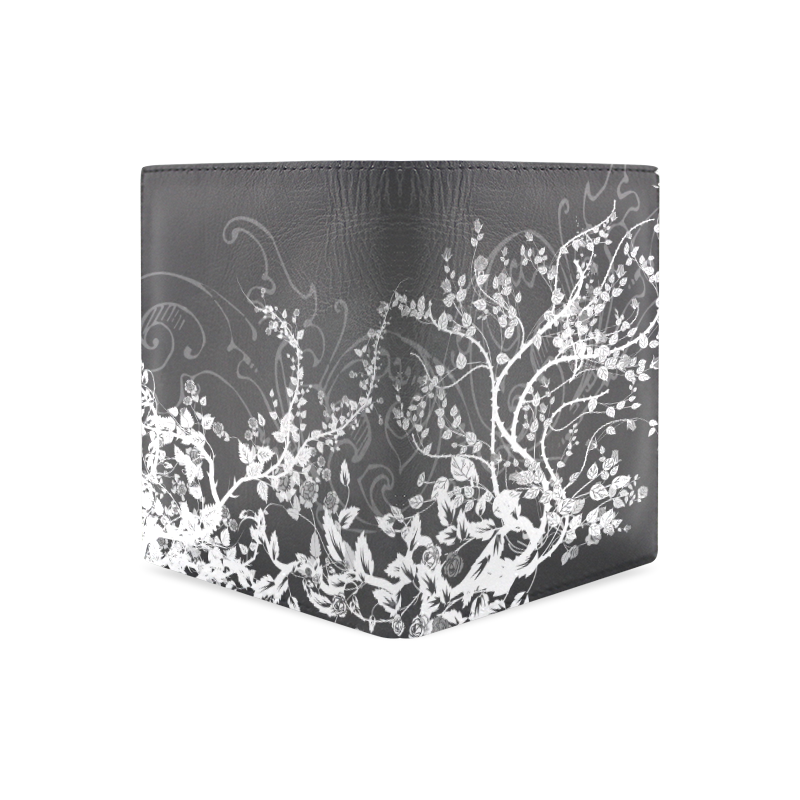 Flowers in black and white Men's Leather Wallet (Model 1612)