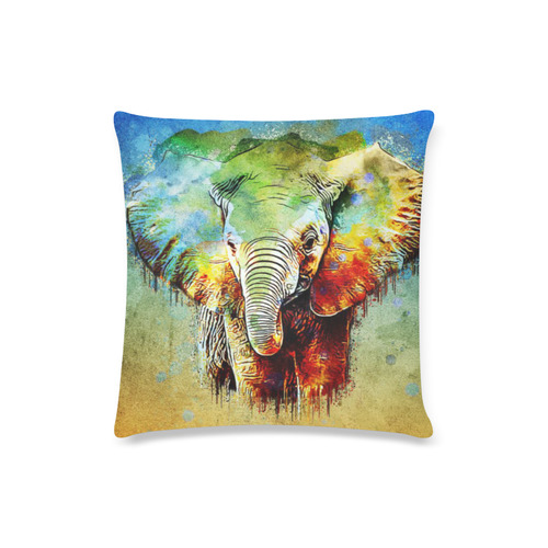 watercolor elephant Custom Zippered Pillow Case 16"x16"(Twin Sides)