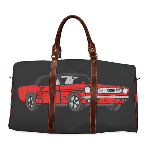 Cool Retro Red Mustang Car Waterproof Travel Bag/Large (Model 1639)