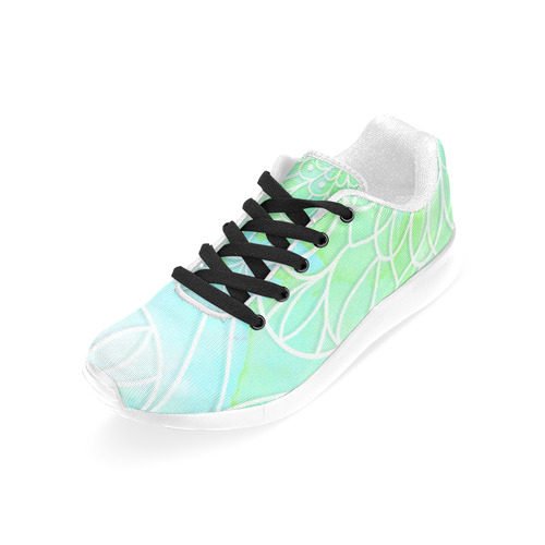 Pink Aqua Green Watercolor Mandala Women’s Running Shoes (Model 020)