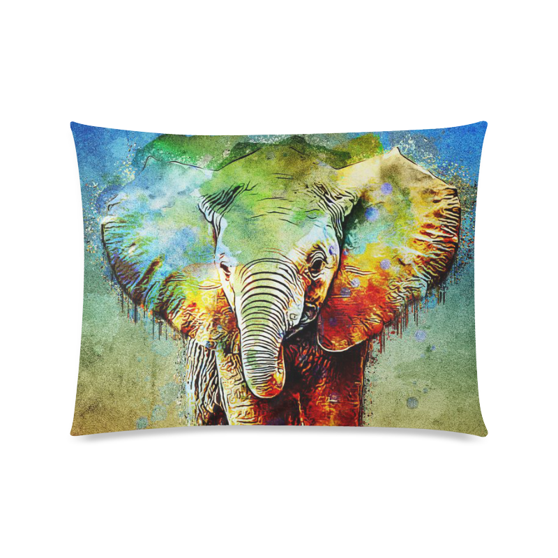 watercolor elephant Custom Zippered Pillow Case 20"x26"(Twin Sides)