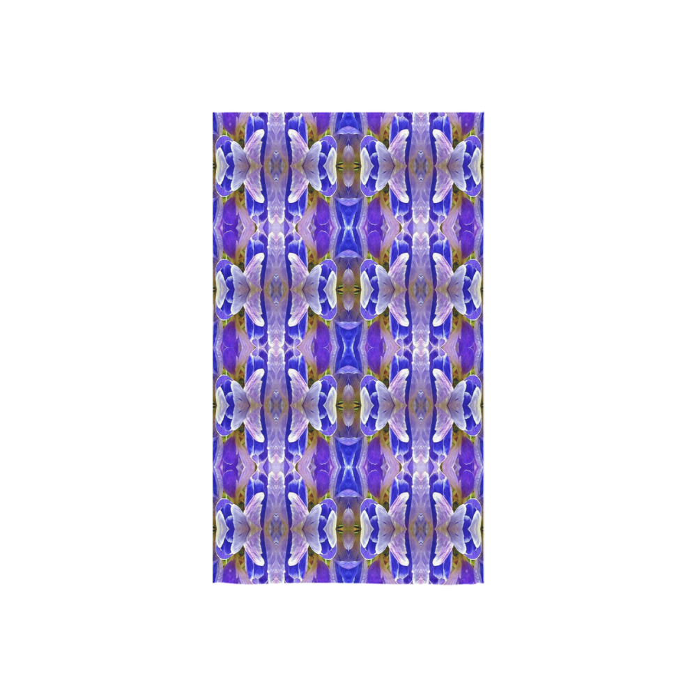 Blue White Abstract Flower Pattern Custom Towel 16"x28"