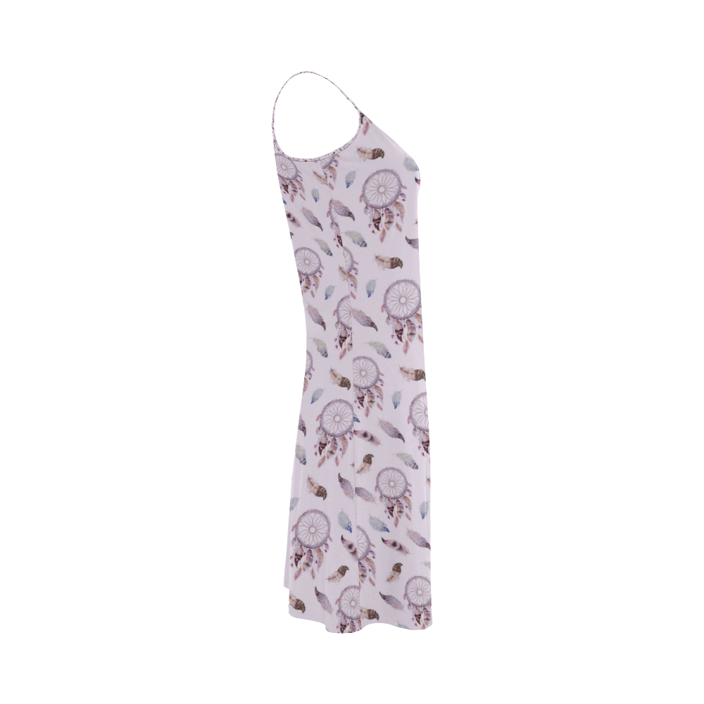 Beautiful Purple Bohemian Dreamcatcher Alcestis Slip Dress (Model D05)
