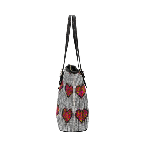 heart pattern Leather Tote Bag/Large (Model 1651)