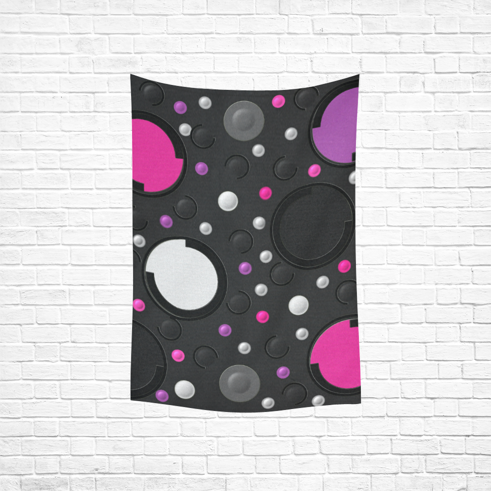 Pink Purple Circle Cotton Linen Wall Tapestry 40"x 60"