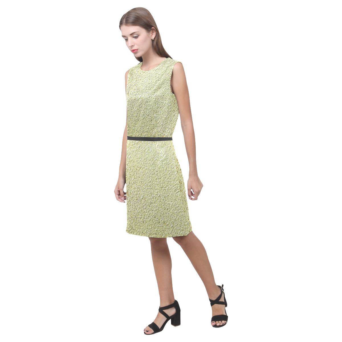 Gold Glam Light Eos Women's Sleeveless Dress (Model D01)