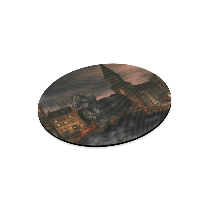 A dark horse in a knight armor Round Mousepad