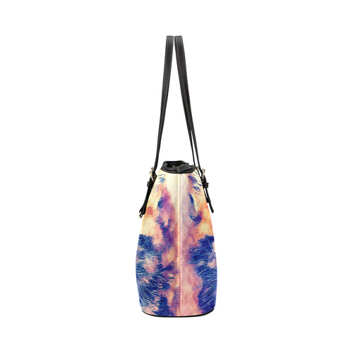 watercolor cat Leather Tote Bag/Small (Model 1651)