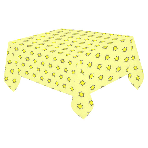 many stars soft yellow Cotton Linen Tablecloth 52"x 70"